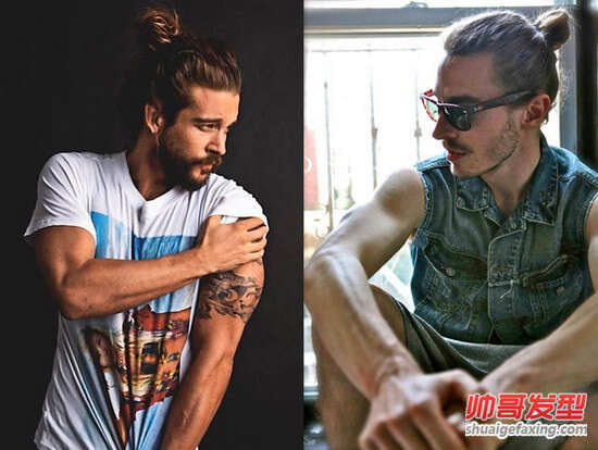 男生留长发更有型!丸子头配肌肉让女人难以抗拒!