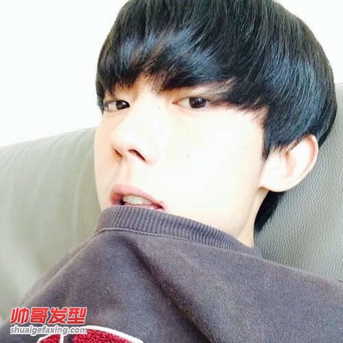 十五六岁初中男生发型图片 简单黑色柔顺直发发型