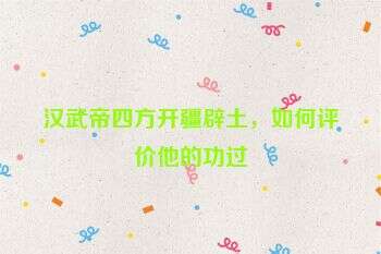 汉武帝四方开疆辟土,如何评价他的功过