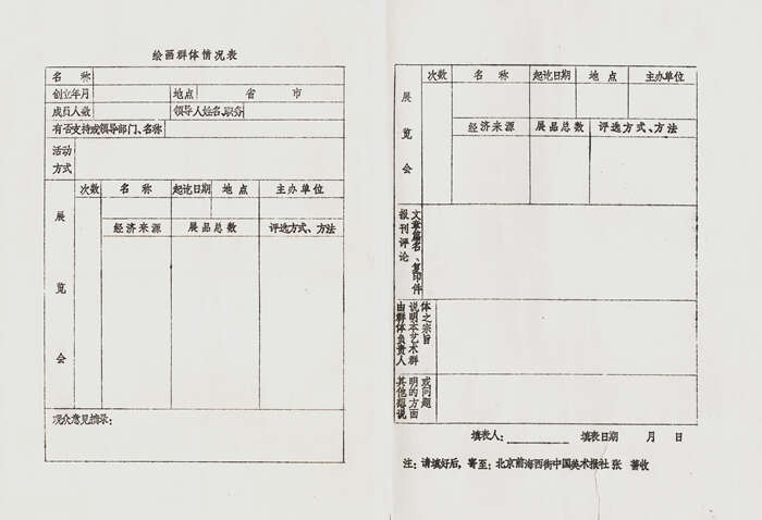 巨浪与余音——张蔷与绘画群体情况表(1986年)
