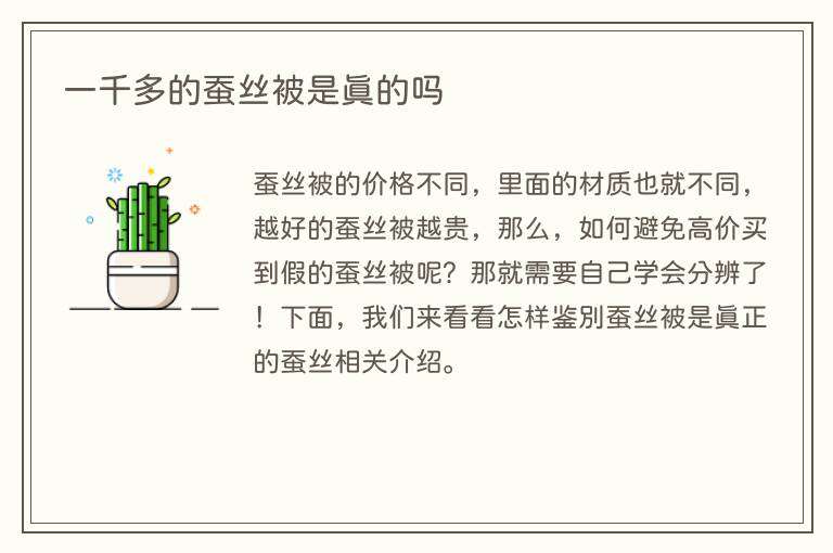 一千多的蚕丝被是真的吗