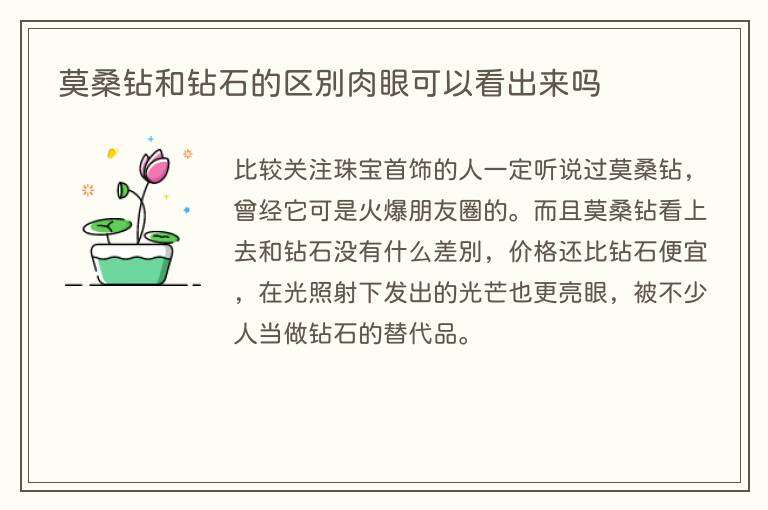 莫桑钻和钻石的区别肉眼可以看出来吗