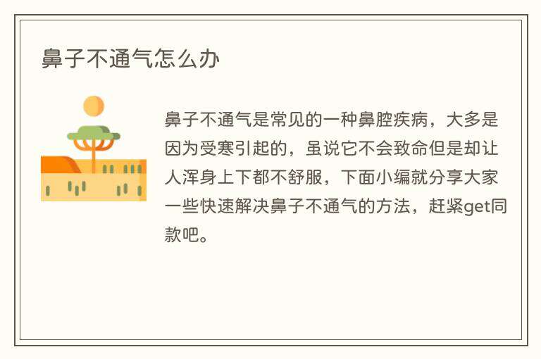 鼻子不通气怎么办