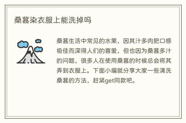 桑葚染衣服上能洗掉吗