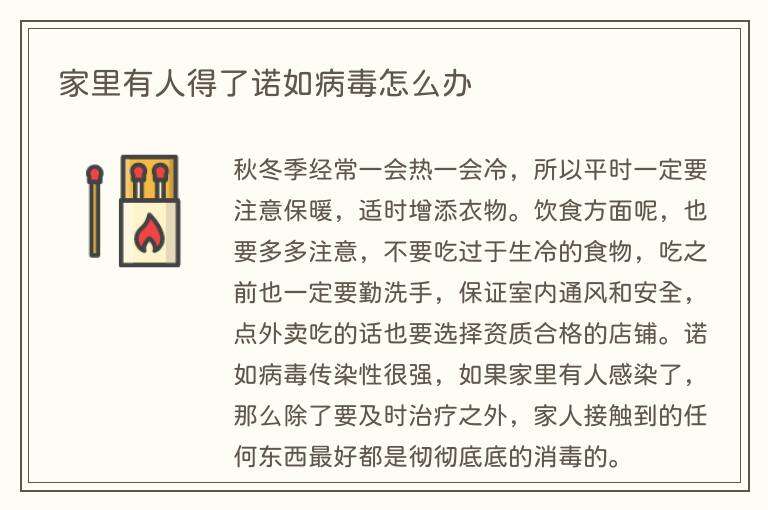 家里有人得了诺如病毒怎么办