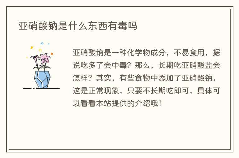 亚硝酸钠是什么东西有毒吗