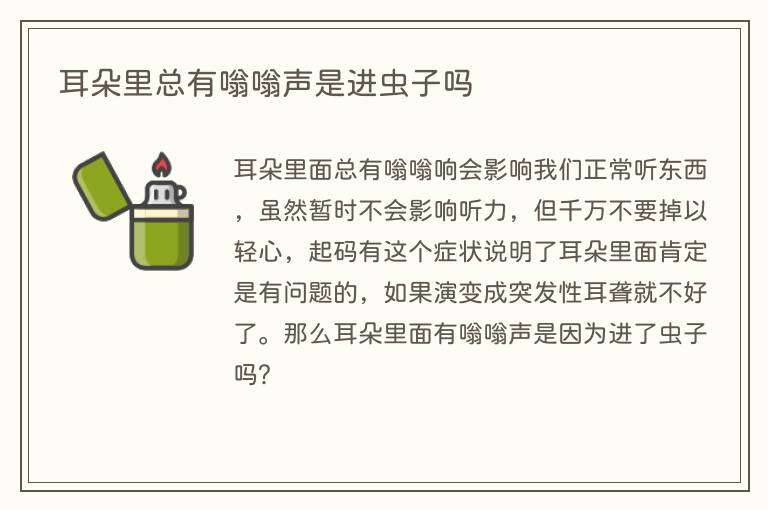 耳朵里总有嗡嗡声是进虫子吗