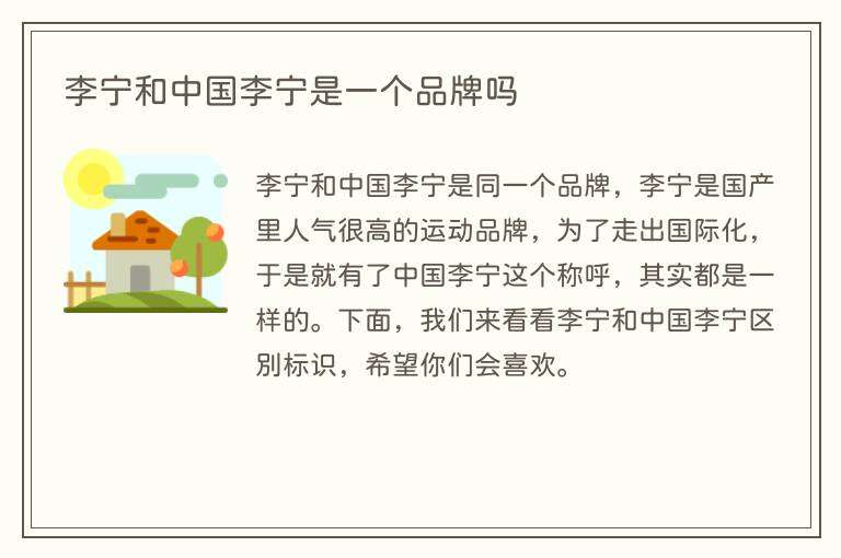 李宁和中国李宁是一个品牌吗