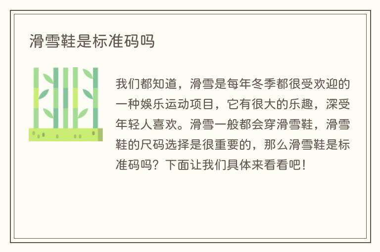 滑雪鞋是标准码吗