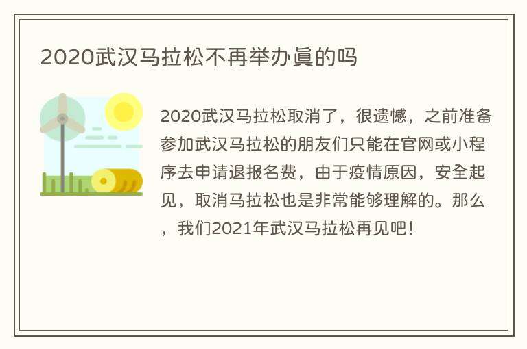 2020武汉马拉松不再举办真的吗