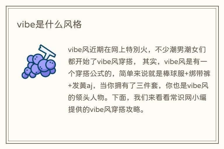 vibe是什么风格