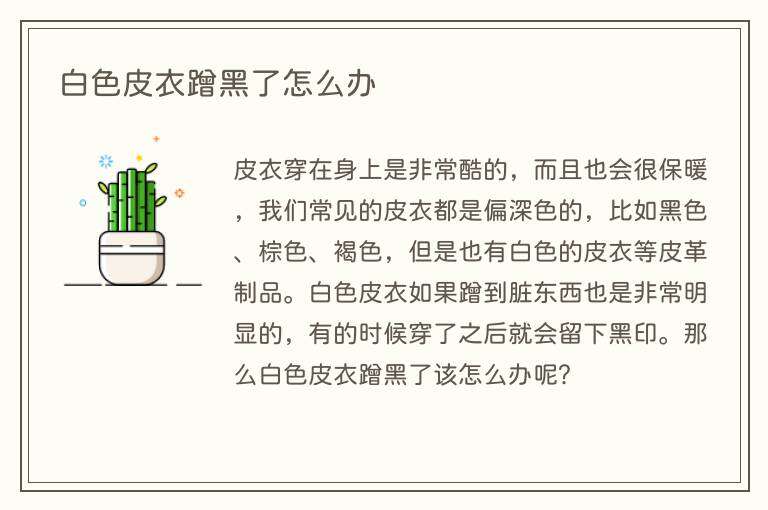白色皮衣蹭黑了怎么办