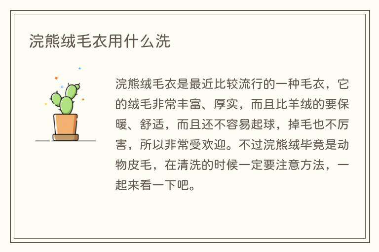 浣熊绒毛衣用什么洗