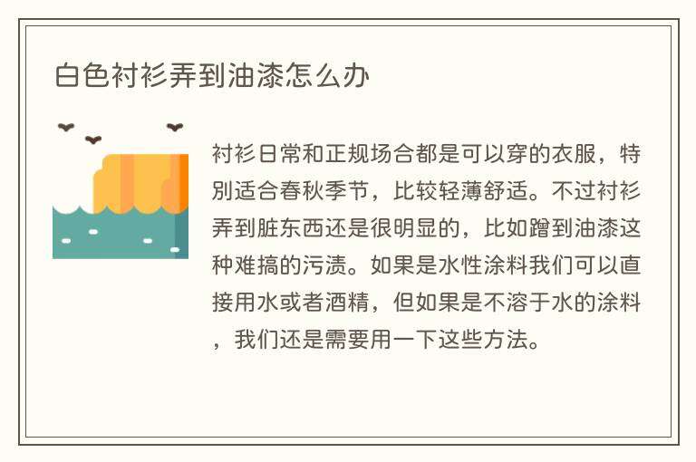 白色衬衫弄到油漆怎么办