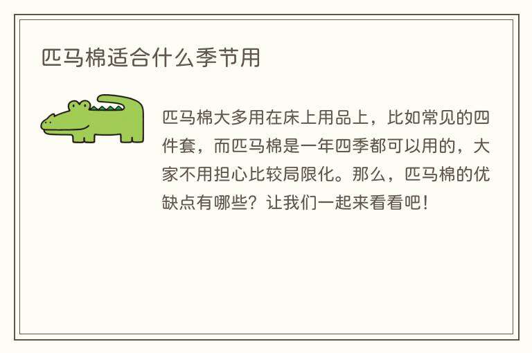 匹马棉适合什么季节用