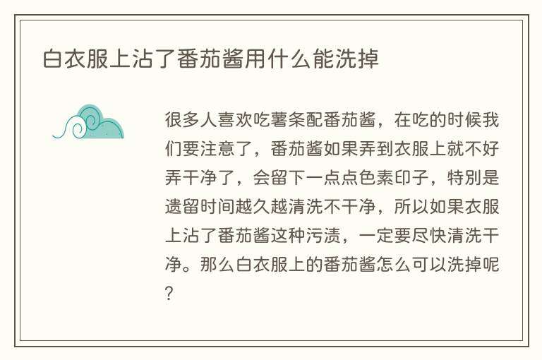 白衣服上沾了番茄酱用什么能洗掉