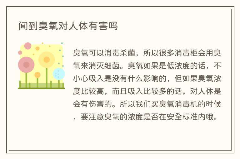 闻到臭氧对人体有害吗