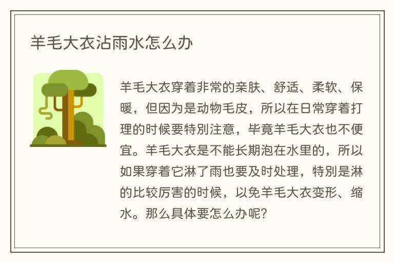 羊毛大衣沾雨水怎么办