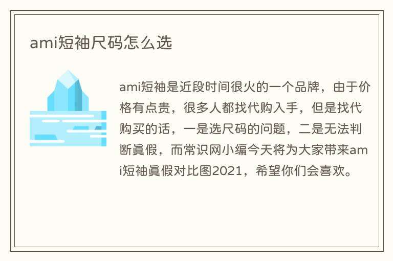 ami短袖尺码怎么选