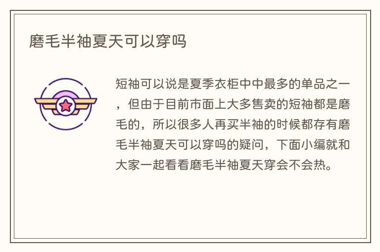 磨毛半袖夏天可以穿吗