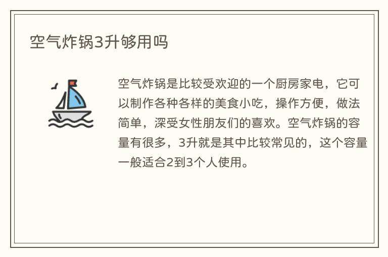 空气炸锅3升够用吗