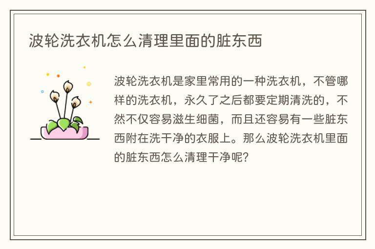 波轮洗衣机怎么清理里面的脏东西