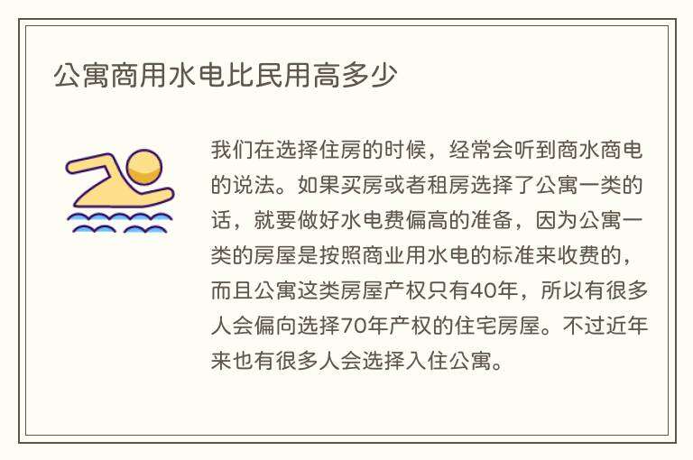 公寓商用水电比民用高多少