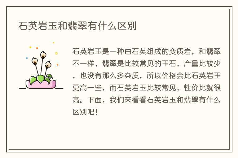 石英岩玉和翡翠有什么区别