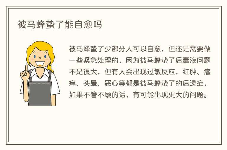 被马蜂蛰了能自愈吗
