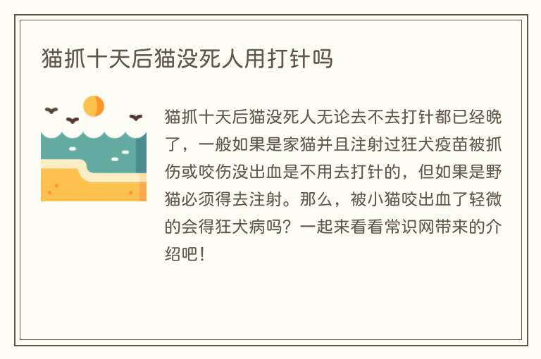 猫抓十天后猫没死人用打针吗