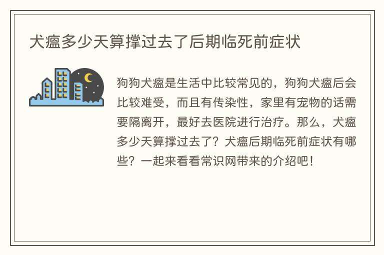 犬瘟多少天算撑过去了后期临死前症状