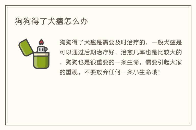 狗狗得了犬瘟怎么办