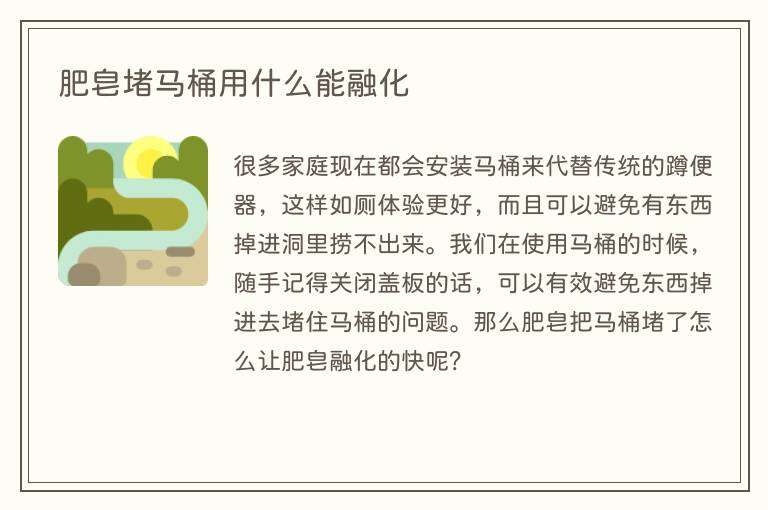 肥皂堵马桶用什么能融化