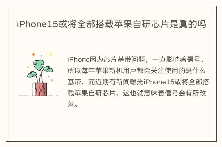 iPhone15或将全部搭载苹果自研芯片是真的吗