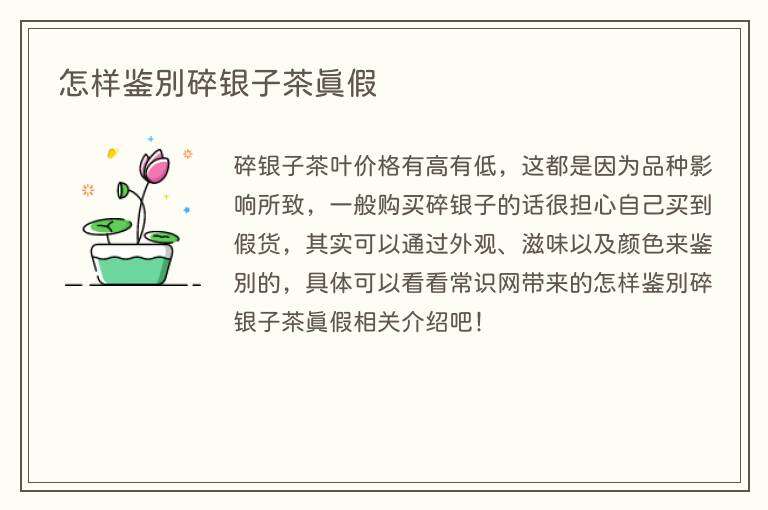 怎样鉴别碎银子茶真假