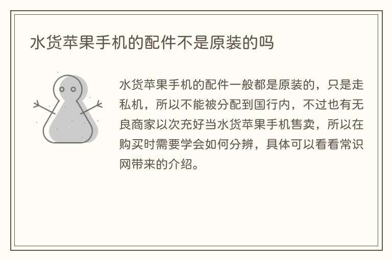水货苹果手机的配件不是原装的吗
