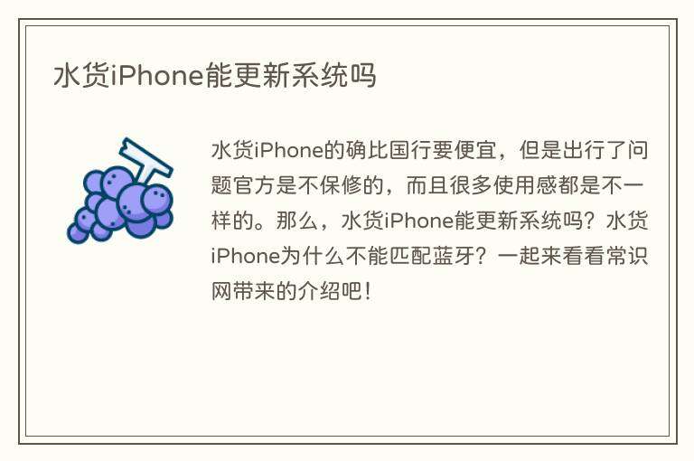 水货iPhone能更新系统吗