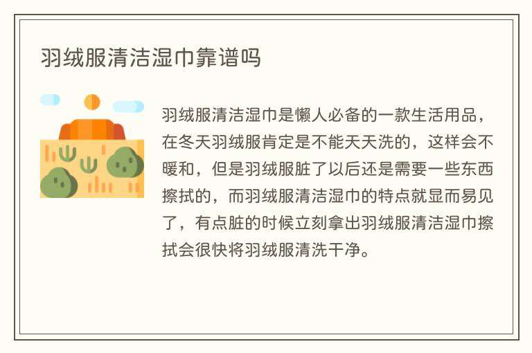 羽绒服清洁湿巾靠谱吗