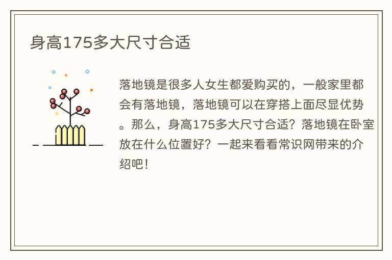 身高175多大尺寸合适