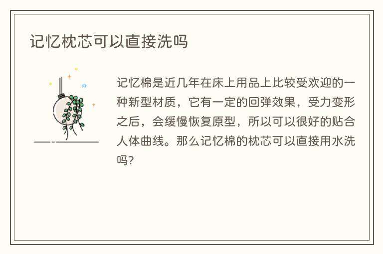 记忆枕芯可以直接洗吗