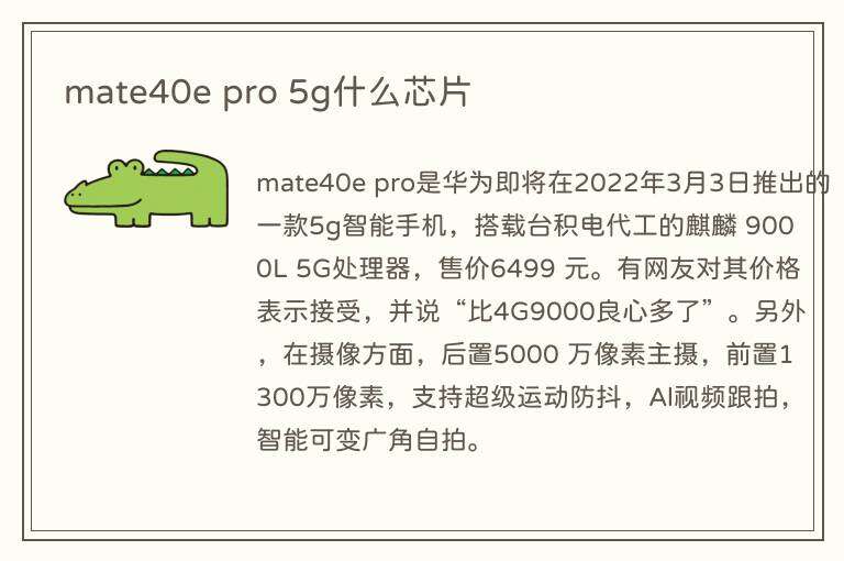 mate40e pro 5g什么芯片