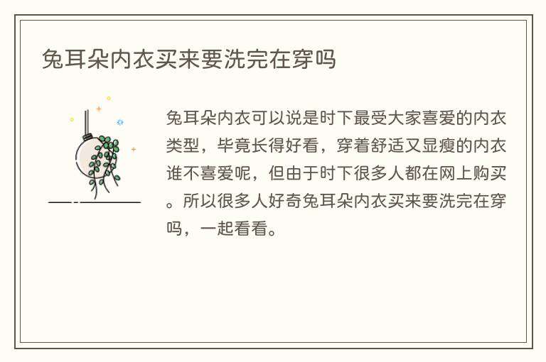 兔耳朵内衣买来要洗完在穿吗