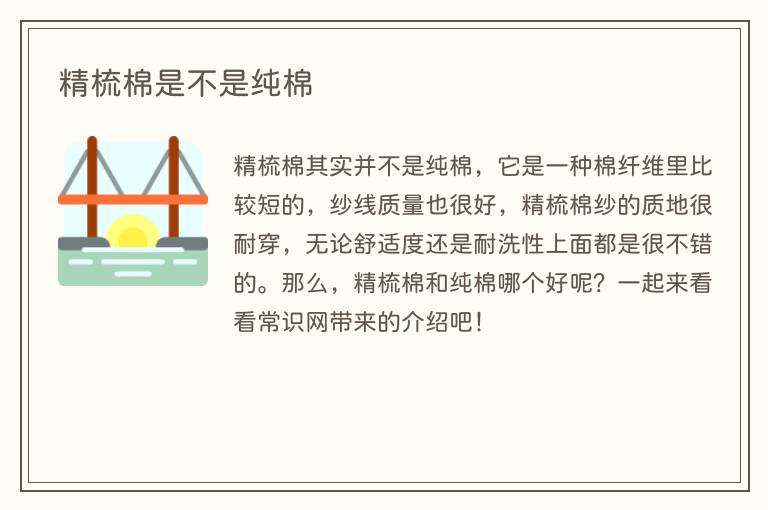精梳棉是不是纯棉