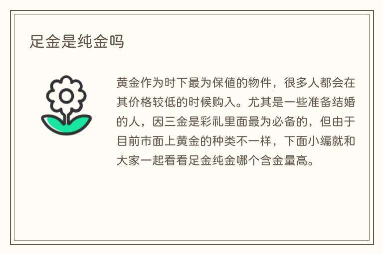 足金是纯金吗