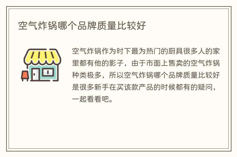 空气炸锅哪个品牌质量比较好