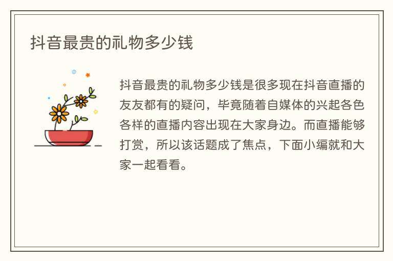 抖音最贵的礼物多少钱