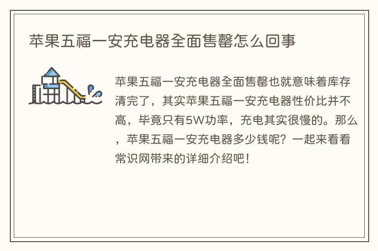 苹果五福一安充电器全面售罄怎么回事