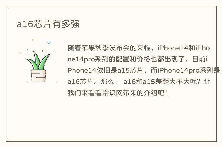 a16芯片有多强