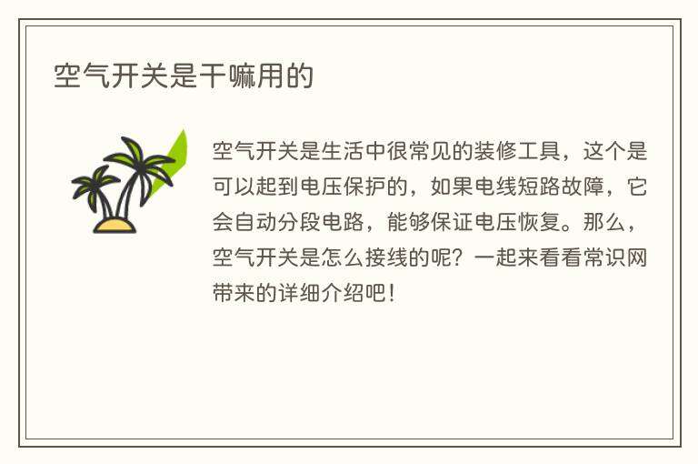 空气开关是干嘛用的