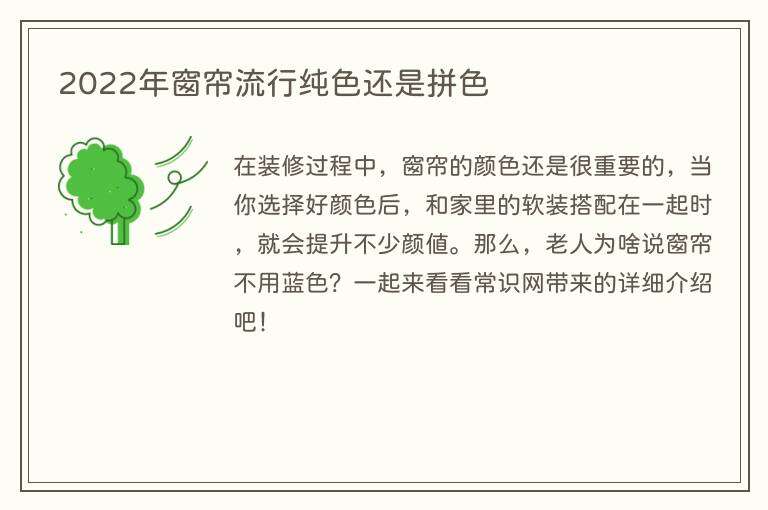 2022年窗帘流行纯色还是拼色